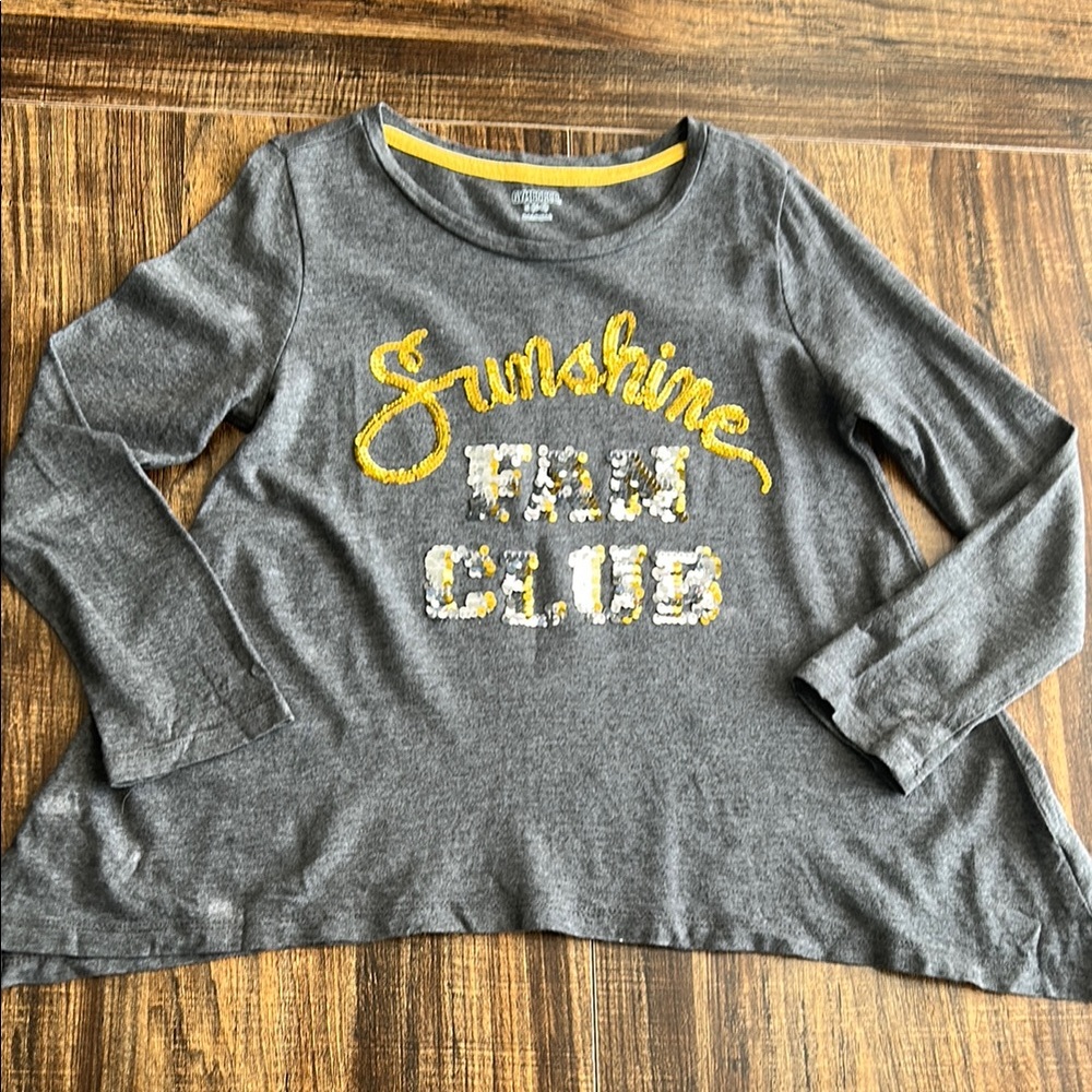Gray Kids Shirt with Yellow Sequined Accents